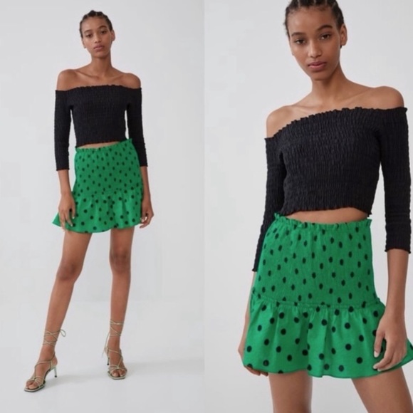 Zara Green and black Skirt size M NWT - Picture 2 of 5
